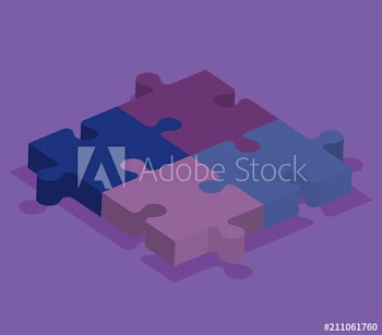 puzzle pieces isometrics icons design