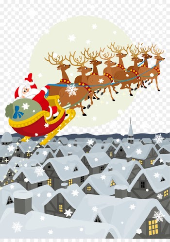 Pxe8re Noxebl Santa Claus Reindeer Gift Christmas - Vector Flying Santa 