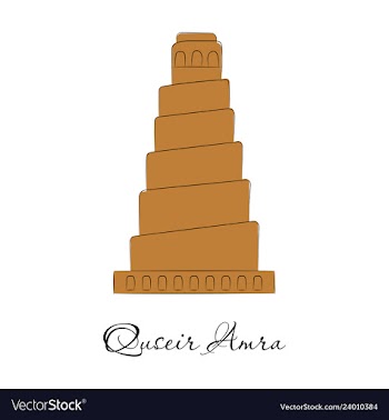 Qasr amra in jordan flat cartoon style historic vector image