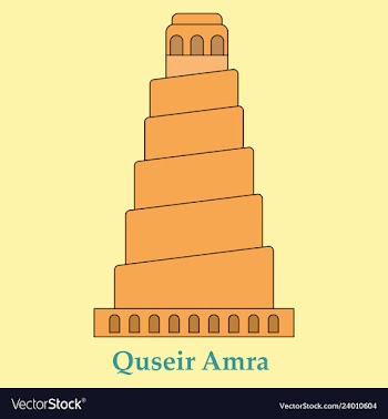 Qasr amra in jordan flat cartoon style historic vector image