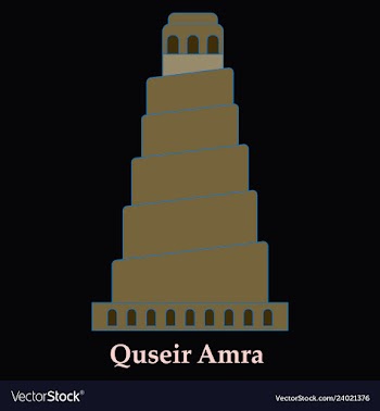 Qasr amra in jordan flat cartoon style historic vector image