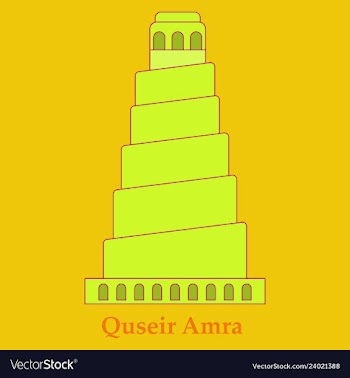 Qasr amra in jordan flat cartoon style historic vector image