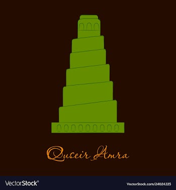 Qasr amra in jordan flat cartoon style historic vector image