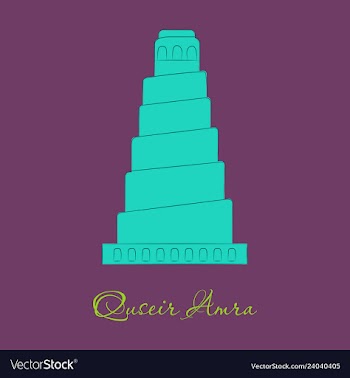 Qasr amra in jordan flat cartoon style historic vector image