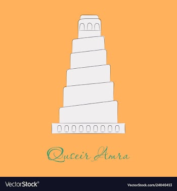Qasr amra in jordan flat cartoon style historic vector image
