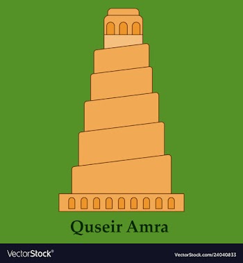 Qasr amra in jordan flat cartoon style historic vector image
