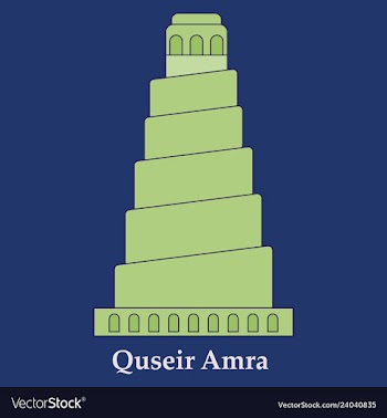 Qasr amra in jordan flat cartoon style historic vector image