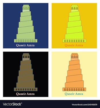 Qasr amra in jordan flat cartoon style historic vector image