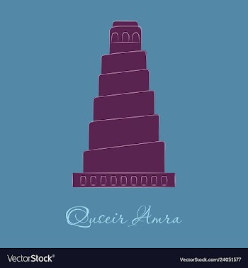 Qasr amra in jordan flat cartoon style historic vector image