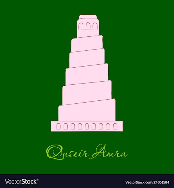 Qasr amra in jordan flat cartoon style historic vector image