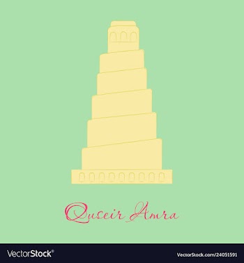Qasr amra in jordan flat cartoon style historic vector image
