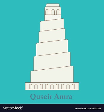 Qasr amra in jordan flat cartoon style historic vector image