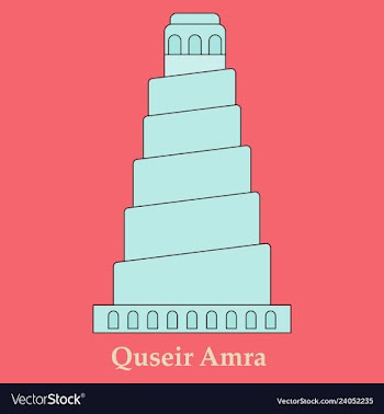 Qasr amra in jordan flat cartoon style historic vector image
