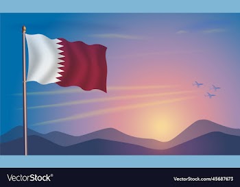 qatar flag in the morning sun