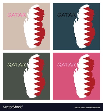 Qatar map with waving flag of country vector image