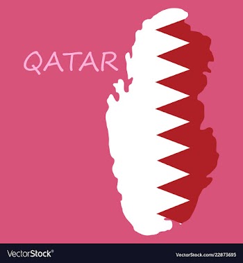 Qatar map with waving flag of country vector image