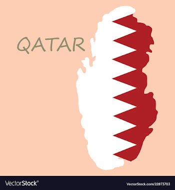 Qatar map with waving flag of country vector image