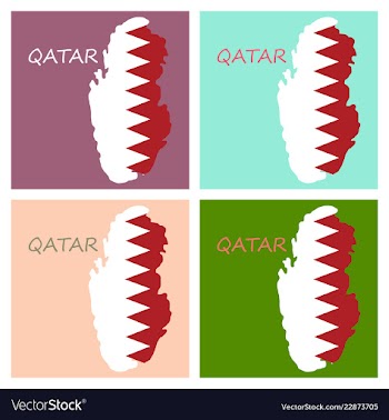 Qatar map with waving flag of country vector image