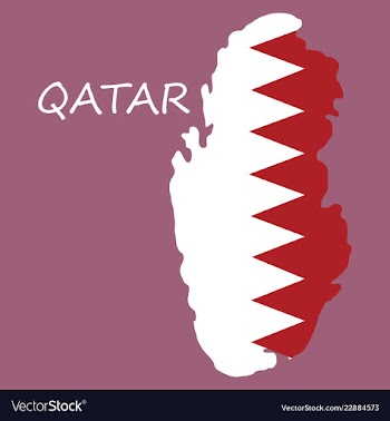 Qatar map with waving flag of country vector image