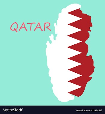 Qatar map with waving flag of country vector image