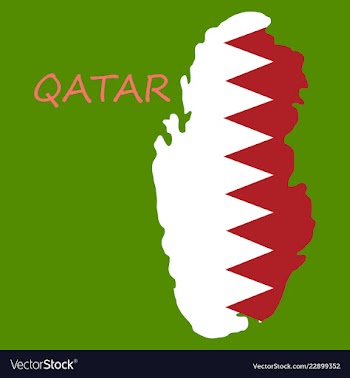 Qatar map with waving flag of country vector image