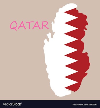 Qatar map with waving flag of country vector image