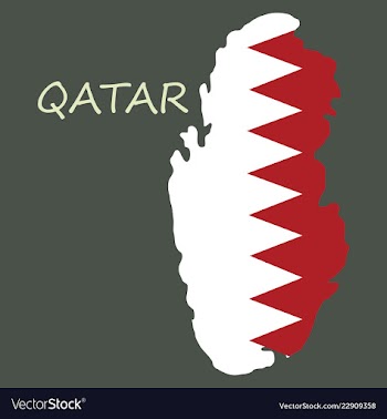 Qatar map with waving flag of country vector image
