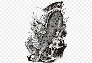 Qilin Tattoo u7075u517d Black and white Brouillon - Black and white unicorn pattern 