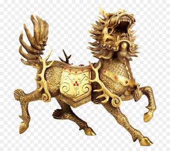 Qilin u7075u517d Chinese dragon White Tiger Vermilion Bird - Golden unicorn ornaments 