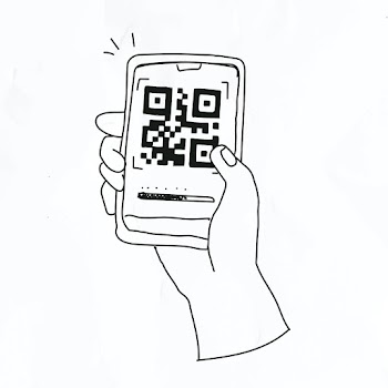 QR code psd cashless payment COVID-19 doodle illustration