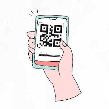 QR code vector cashless payment COVID-19 doodle illustration