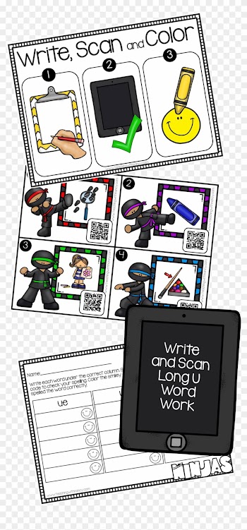 Qr Code Write And Scan Long U Vowel Teams - Cartoon