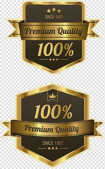 Quality Label , hand painted gold badge transparent background PNG clipart