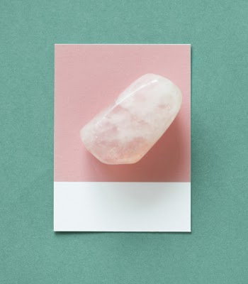 Quartz On Pink And White Paper