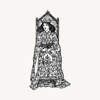 Queen clipart, vintage hand drawn | Free Vector - rawpixel