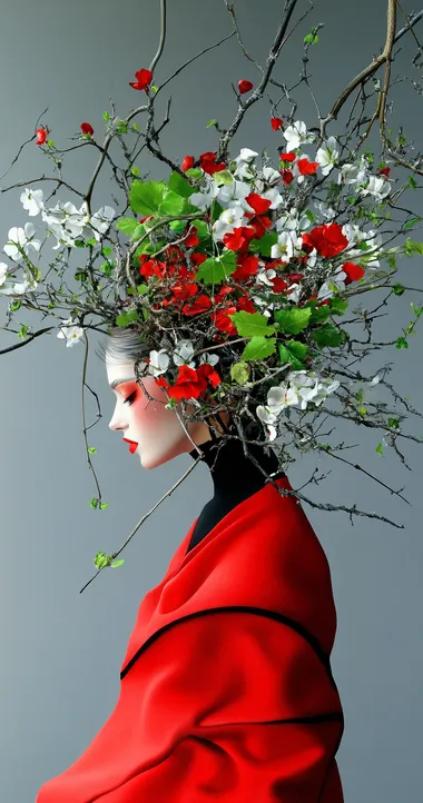 Queen of Vines: A Surreal Portrait in Nature's Embrace