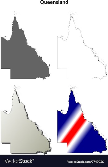 Queensland blank detailed outline map set vector image