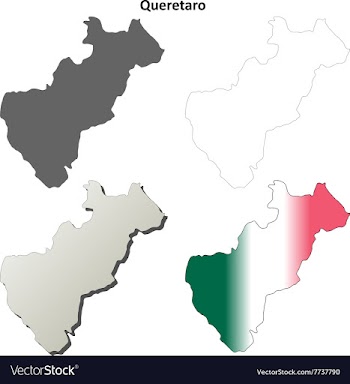 Queretaro blank outline map set vector image