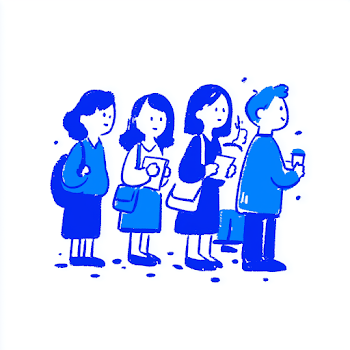 Queue of Diverse Young Adults