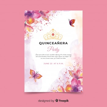 Quinceañera  party invitation with butterflies Free Vector