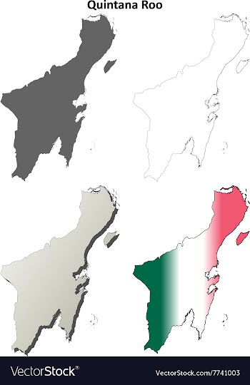 Quintana Roo blank outline map set vector image