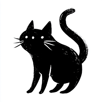 Quirky Black Cat Silhouette