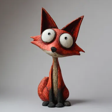 Quirky Cartoon Red Fox Figurine