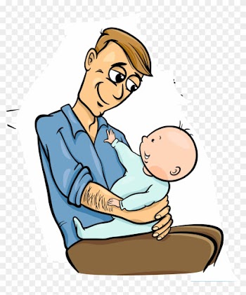 "our Baby Won't Settle If His Dad Puts Him To Bed - Cartoon Father With Baby