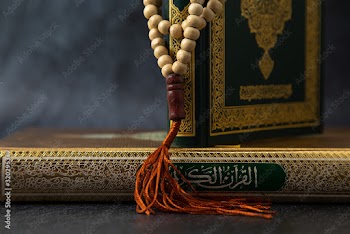 Quran - holy book of Muslims religion, Concept: open book holy prayers for god,