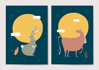 Rabbit and horse cards | Free stock vector - 591996
