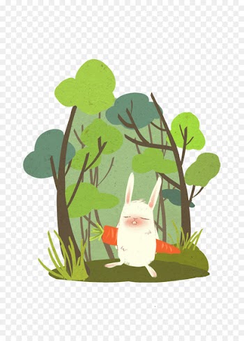 Rabbit Cartoon Illustration - Forest bunnies 