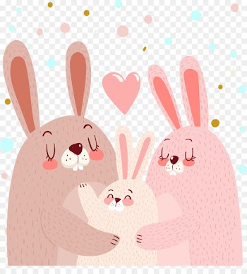 Rabbit Cuteness Family Euclidean vector - Pink little rabbit family portrait 