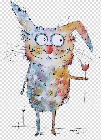 Rabbit Easter Bunny Hare Illustration Owl, watercolor animal transparent background PNG clipart