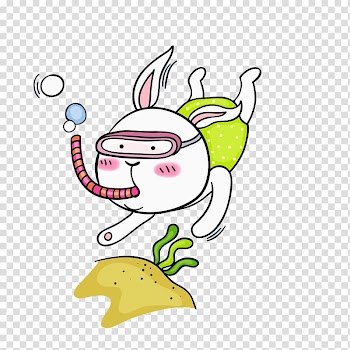 Rabbit Illustration, Diving rabbit transparent background PNG clipart